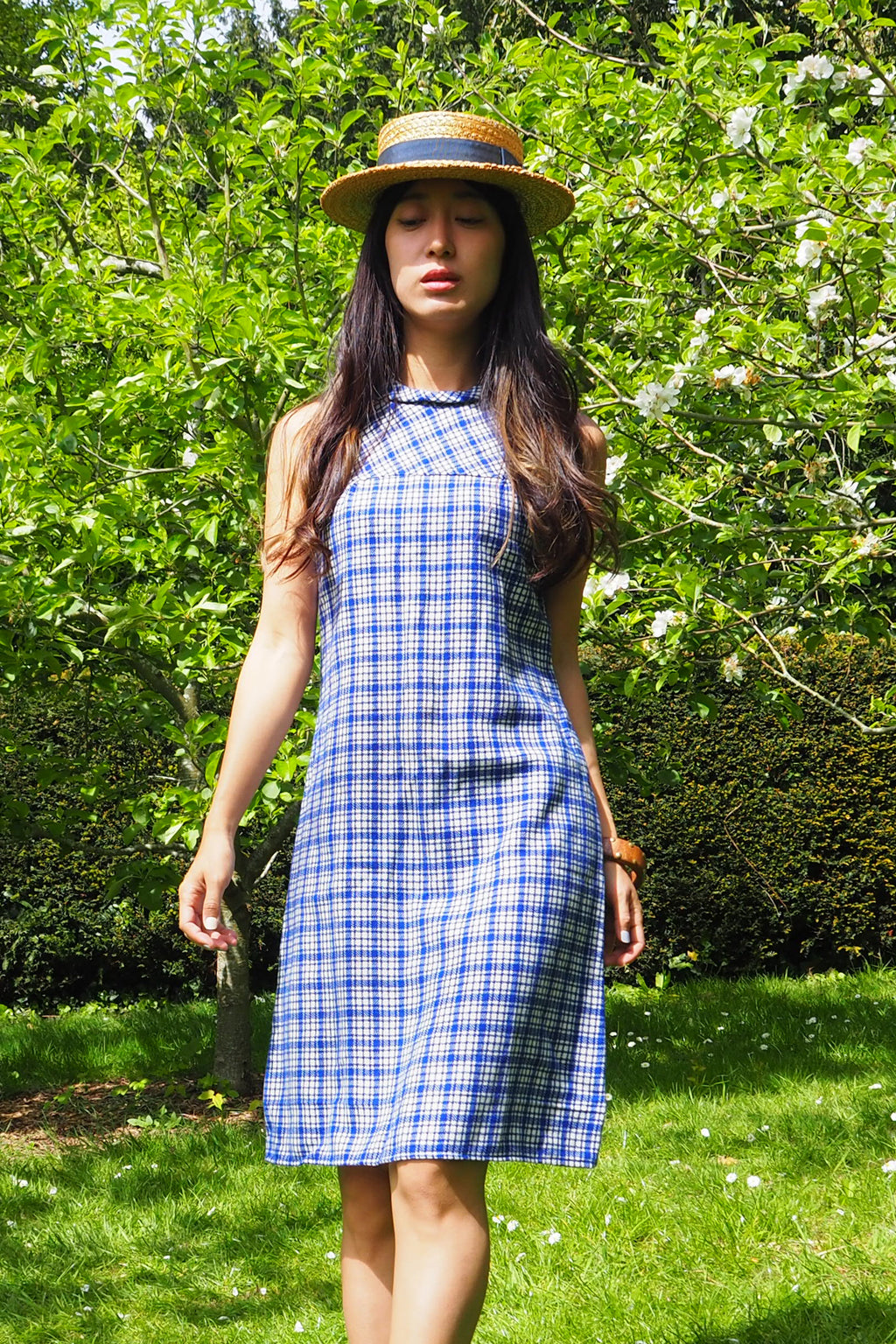 60's Richard Stump Nottingham Checked Mini Dress Blue