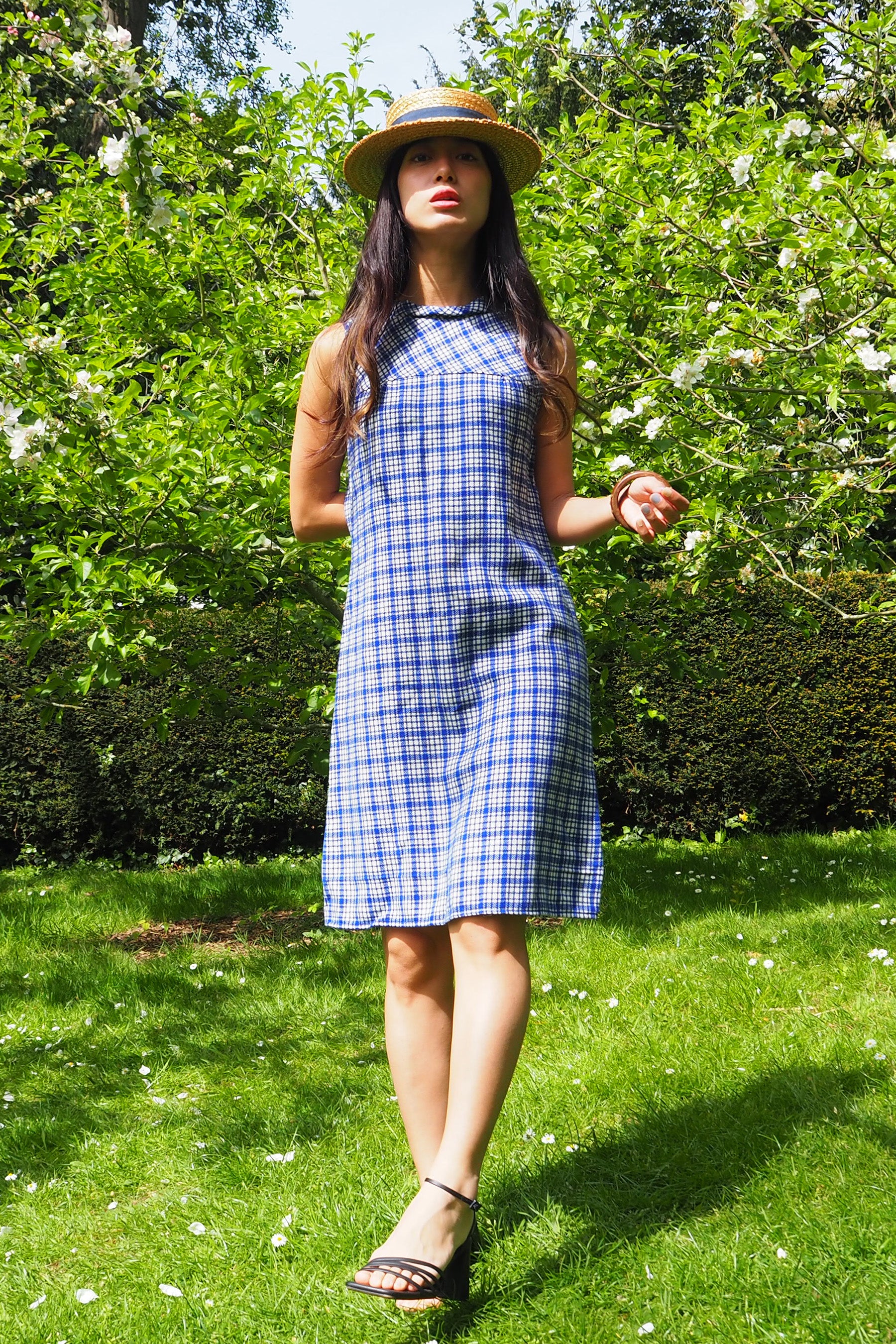 60's Richard Stump Nottingham Checked Mini Dress Blue