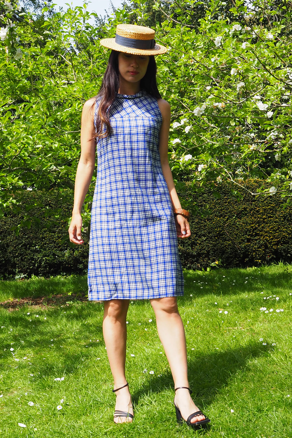 60's Richard Stump Nottingham Checked Mini Dress Blue
