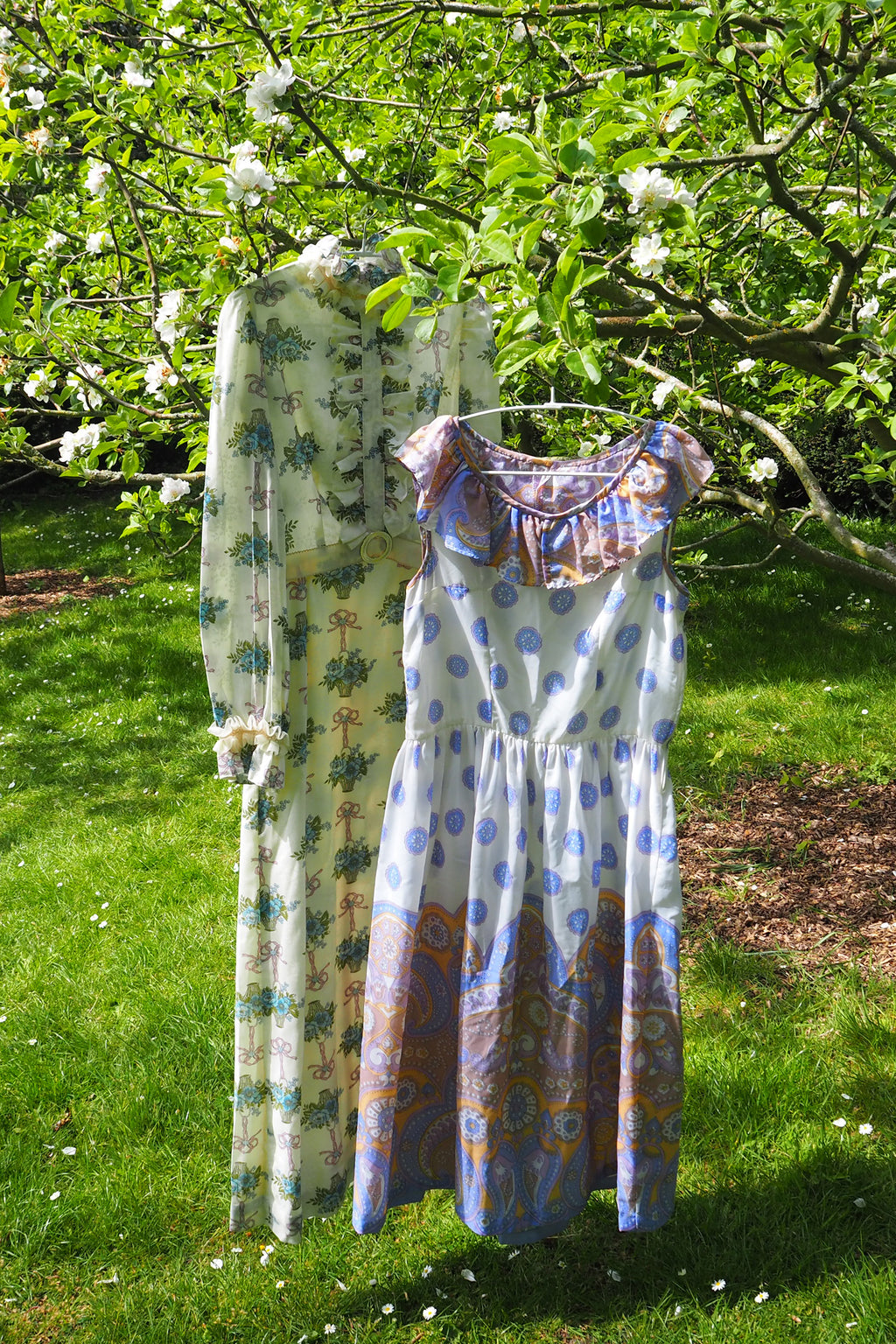 60's-70's SHELANA of London Victorian Style Maxi Dress Ivory