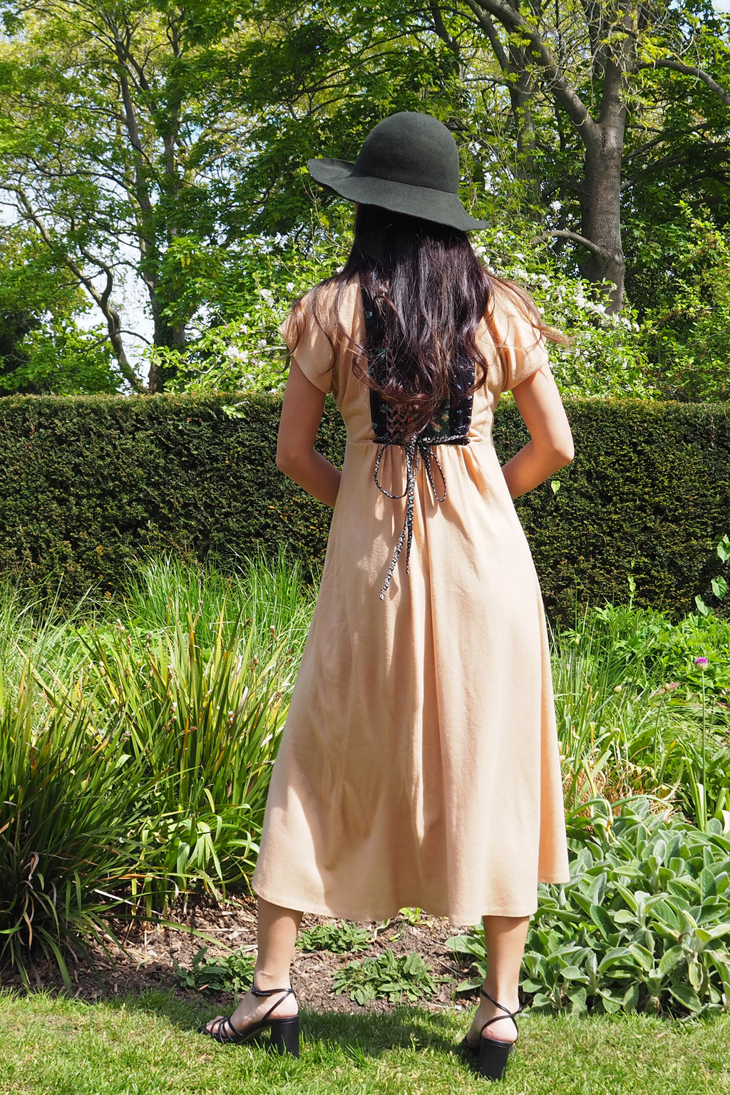 70's David Silverman Afghan Style Dress Beige