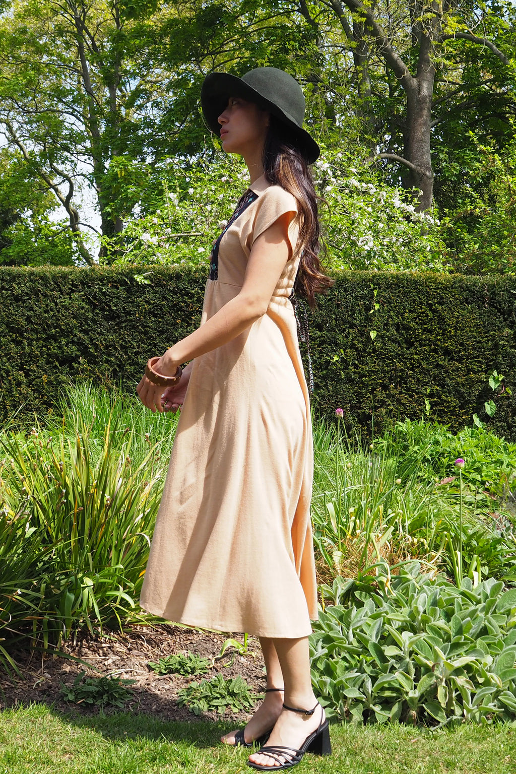 70's David Silverman Afghan Style Dress Beige