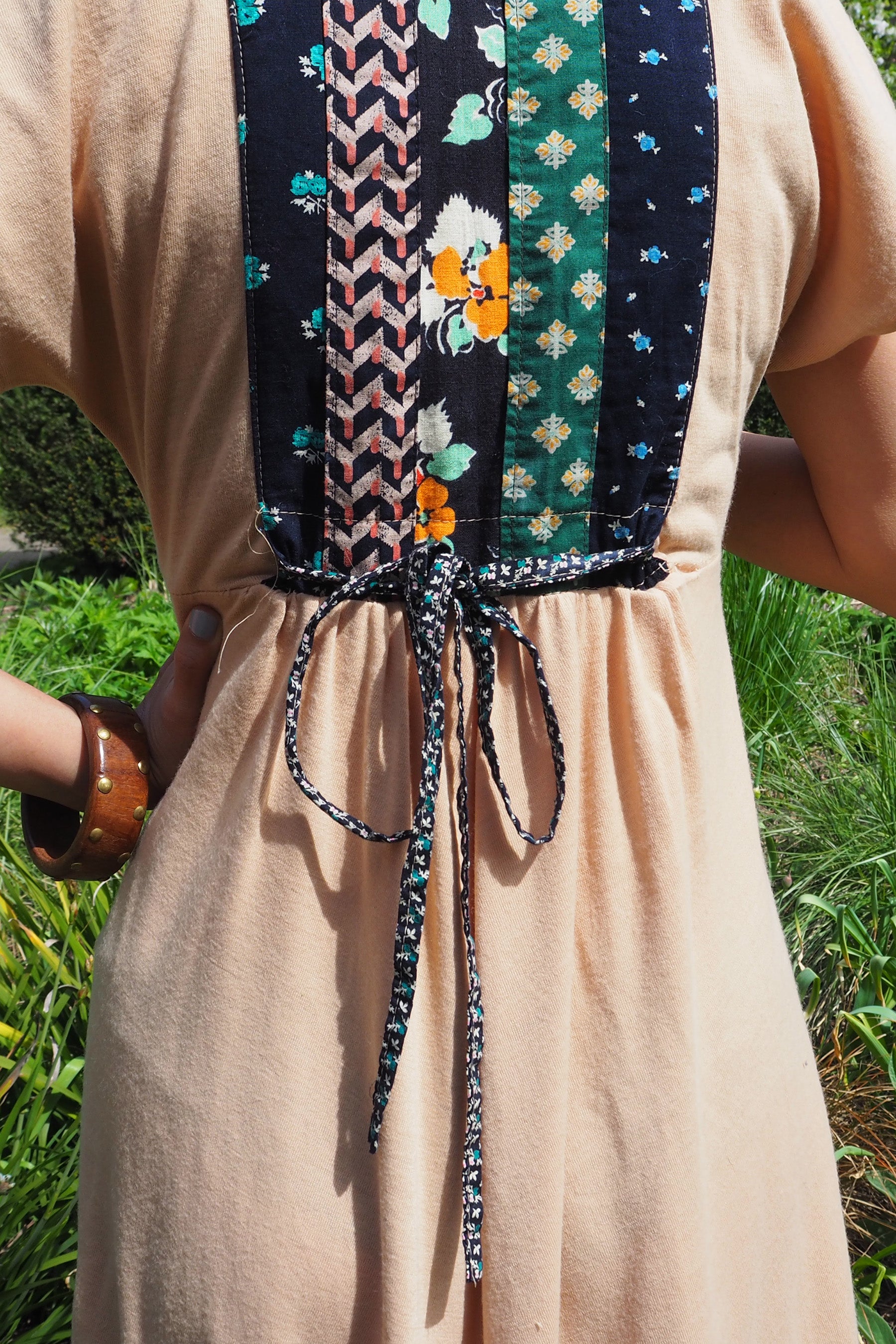70's David Silverman Afghan Style Dress Beige