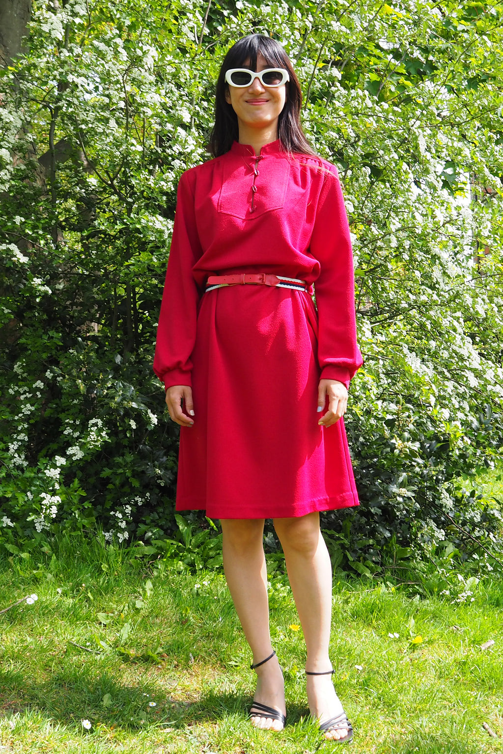 60's-80's St. Michael Red Midi Dress Red