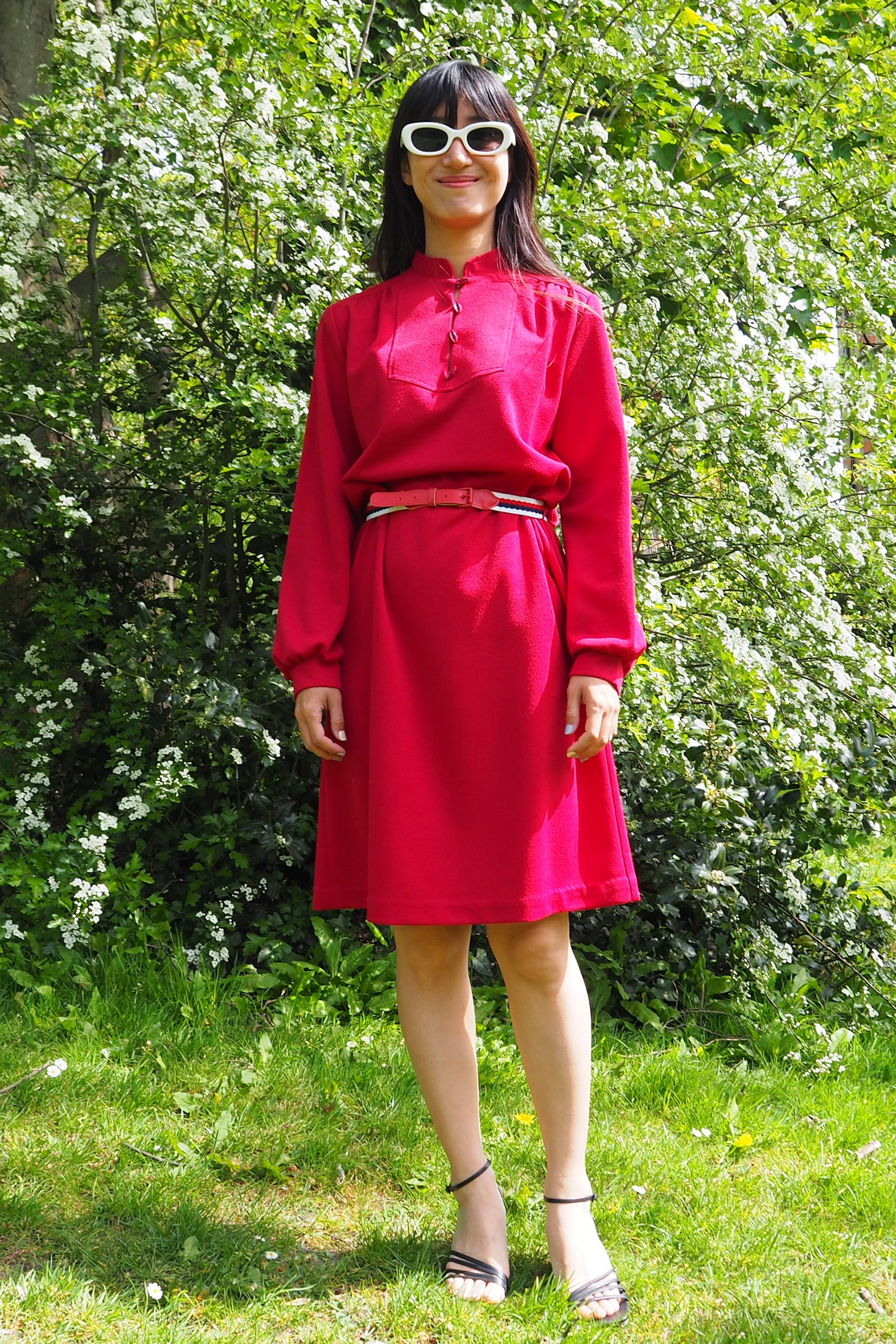 60's-80's St. Michael Red Midi Dress Red