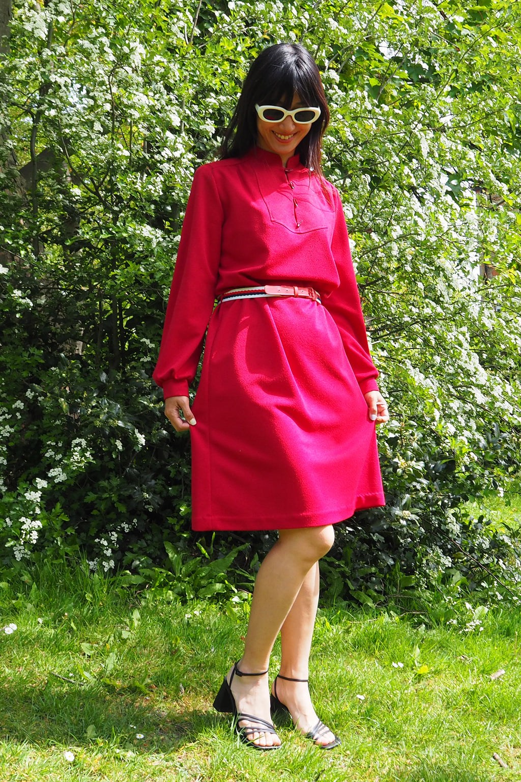 60's-80's St. Michael Red Midi Dress Red