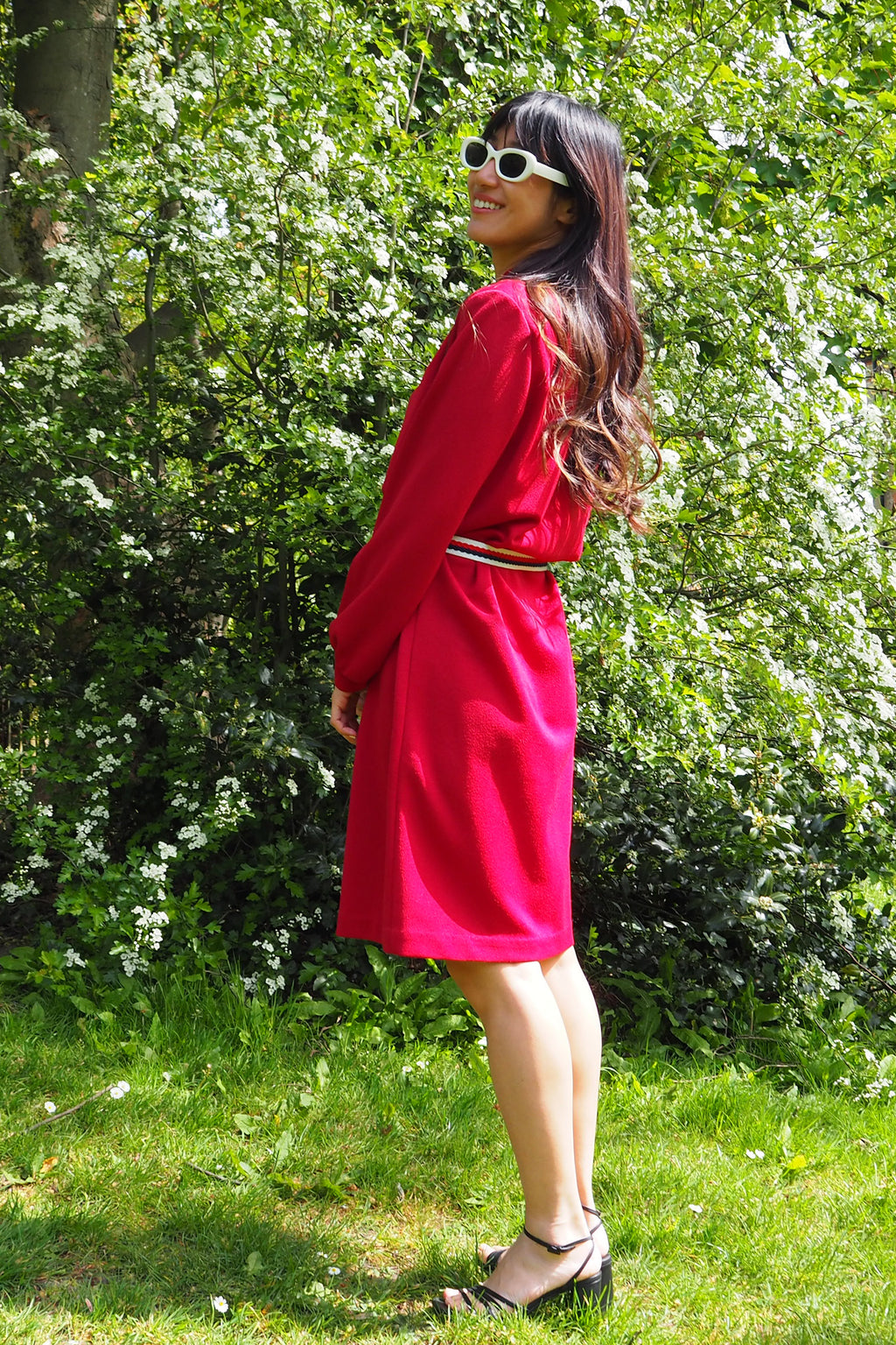 60's-80's St. Michael Red Midi Dress Red