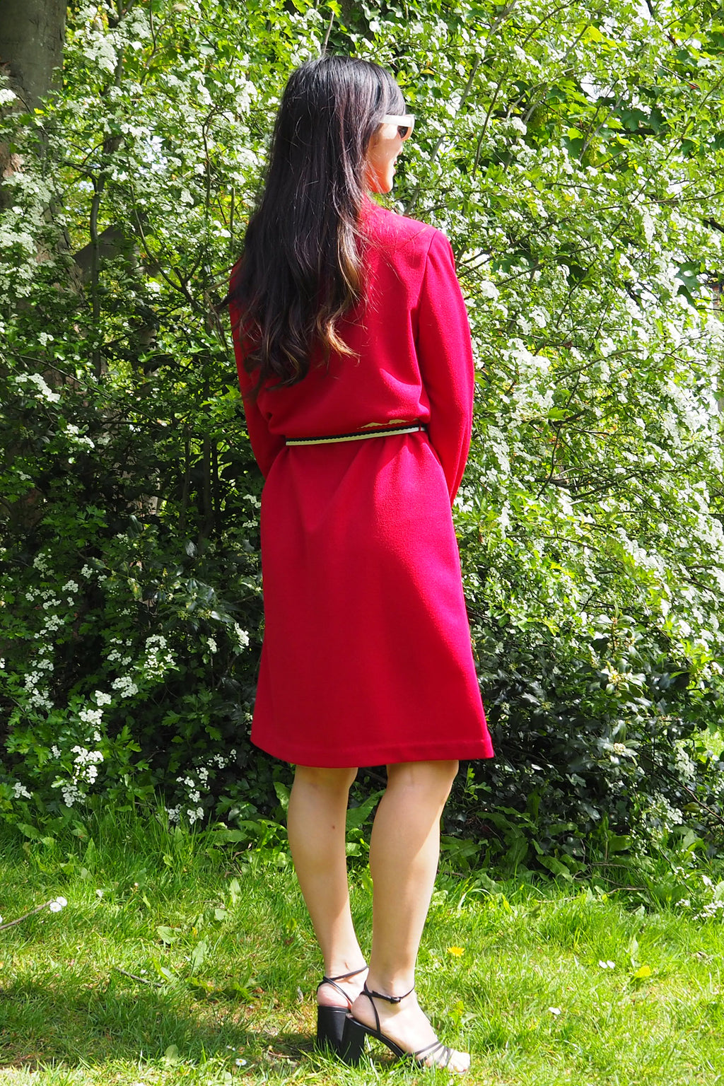 60's-80's St. Michael Red Midi Dress Red