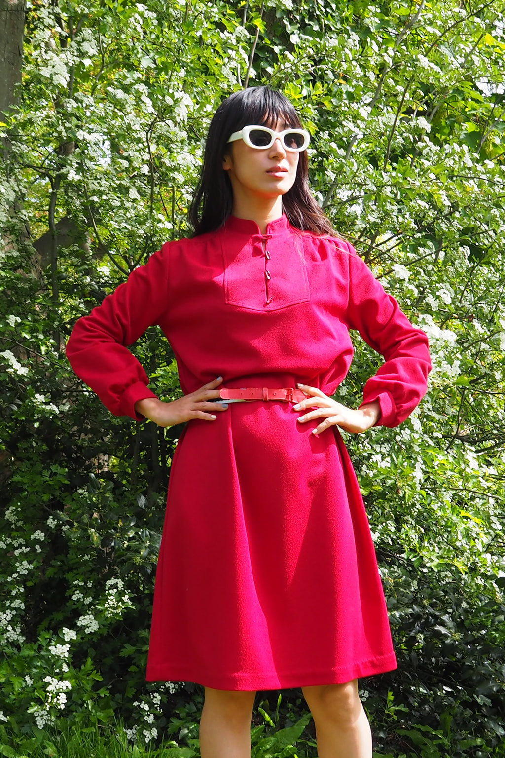 60's-80's St. Michael Red Midi Dress Red