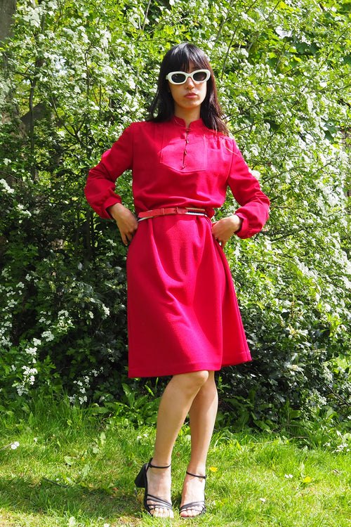 60's-80's St. Michael Red Midi Dress Red