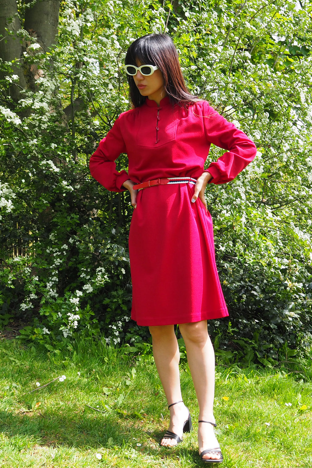 60's-80's St. Michael Red Midi Dress Red