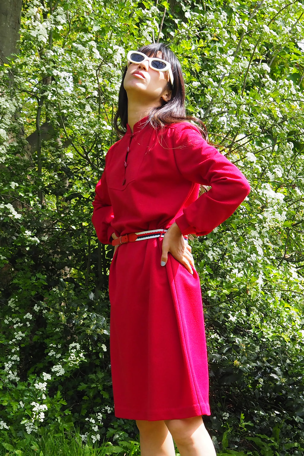 60's-80's St. Michael Red Midi Dress Red