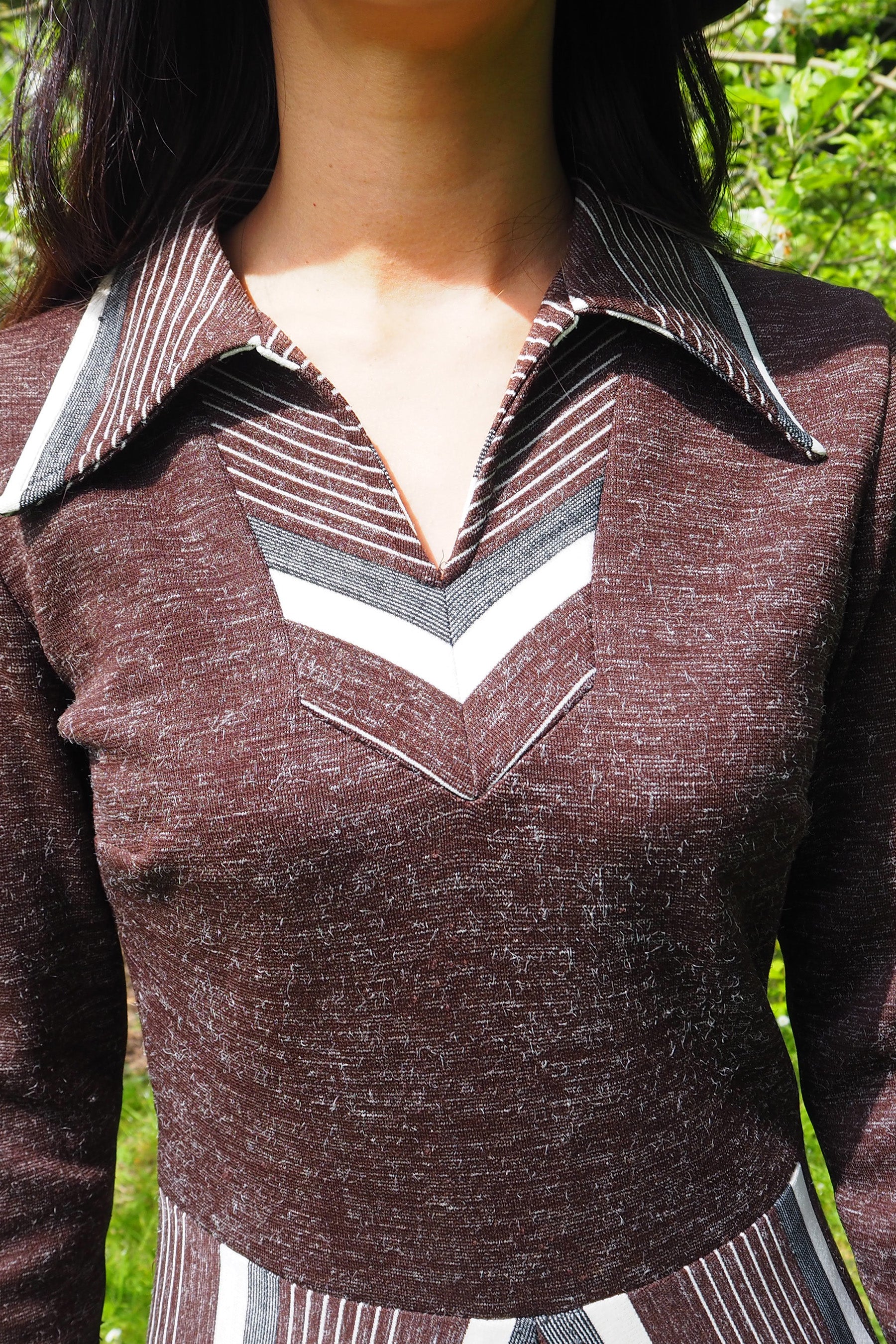 Vintage Geometric Pattern Dress Brown