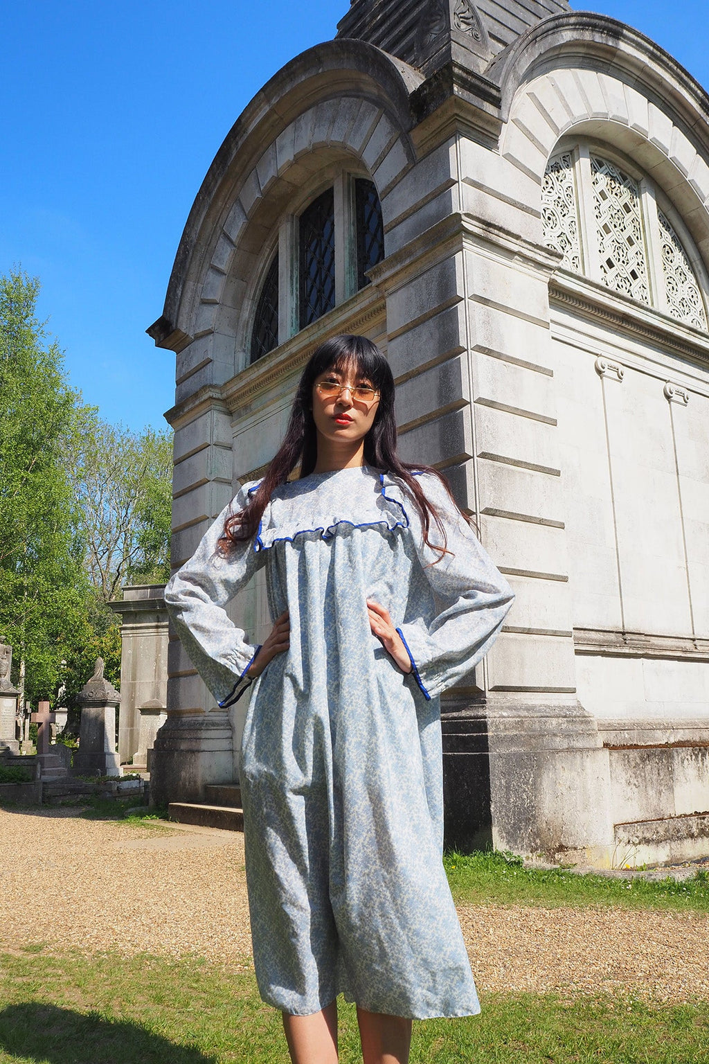 Flower Dress with Cape London Vintage | Victorian Square Yoke