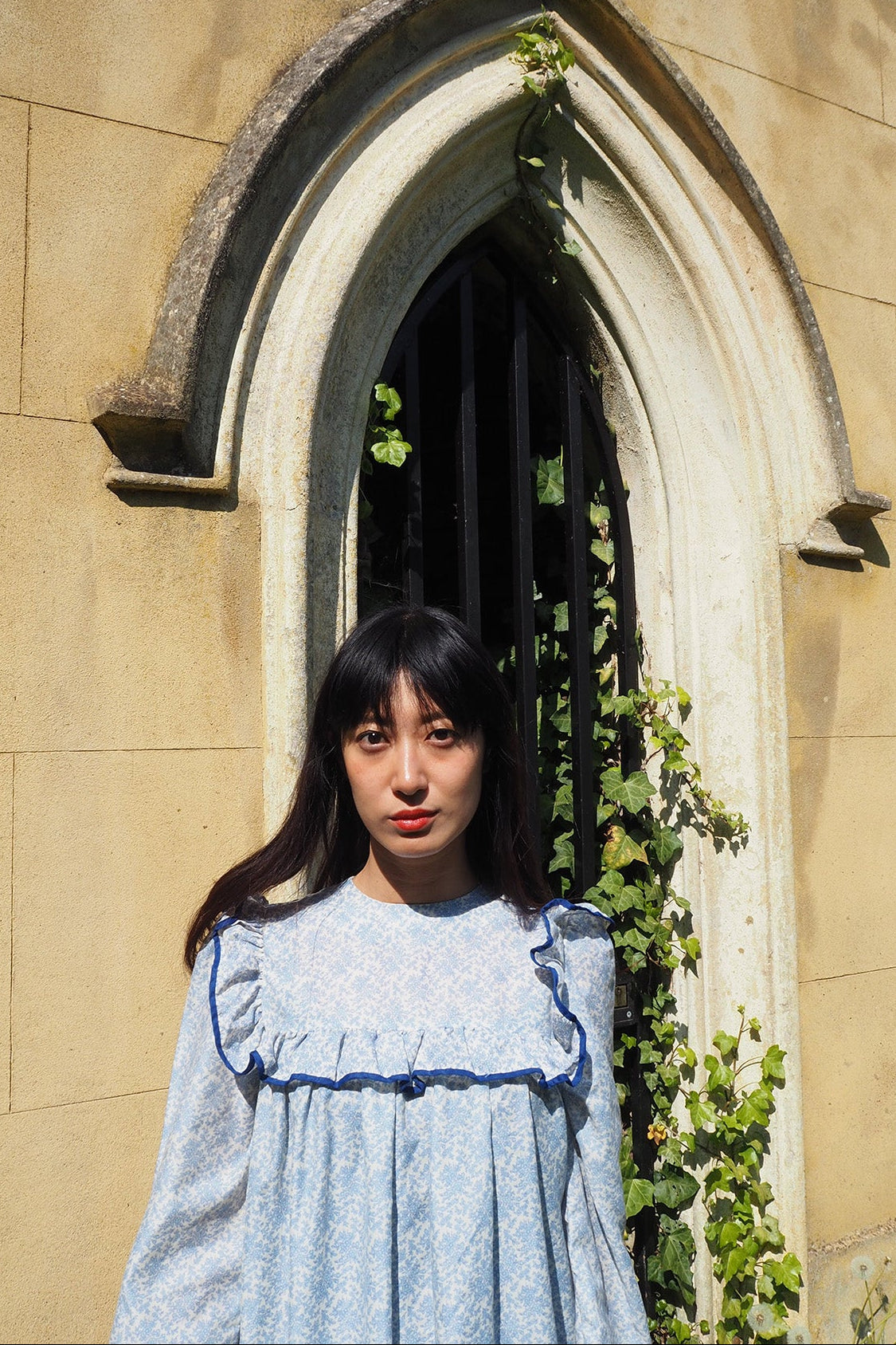 Flower Dress with Cape London Vintage | Victorian Square Yoke