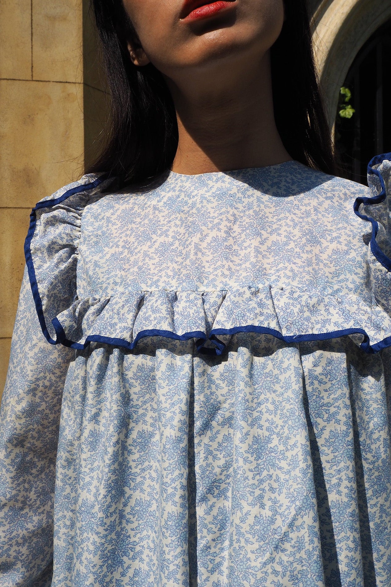 Flower Dress with Cape London Vintage | Victorian Square Yoke