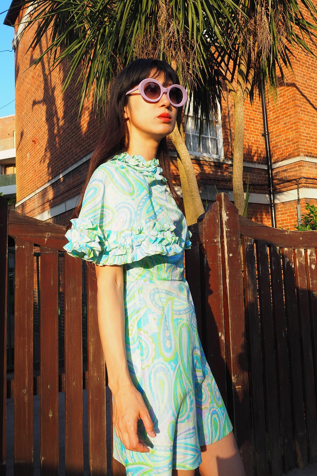 70's Paisley Mini Dress | Pucci Style Vintage Ruffle Dress