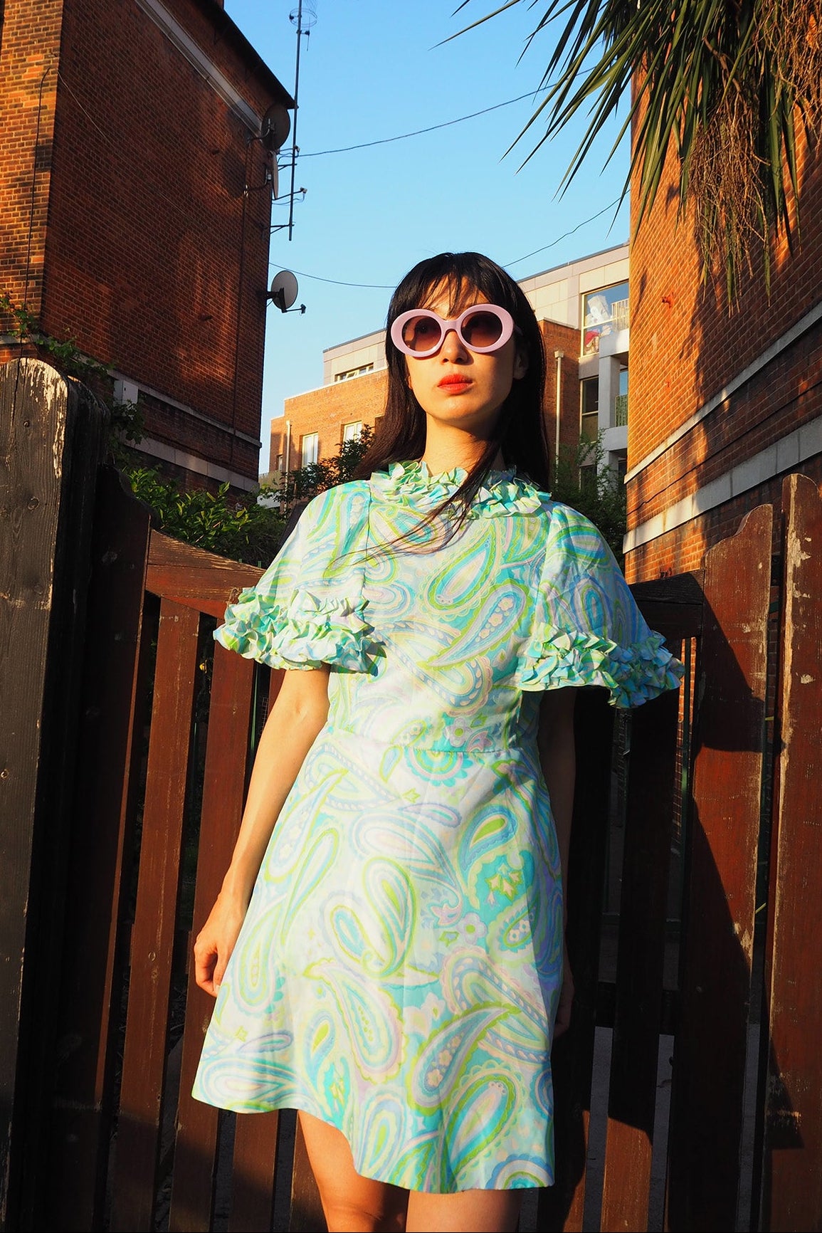 70's Paisley Mini Dress | Pucci Style Vintage Ruffle Dress