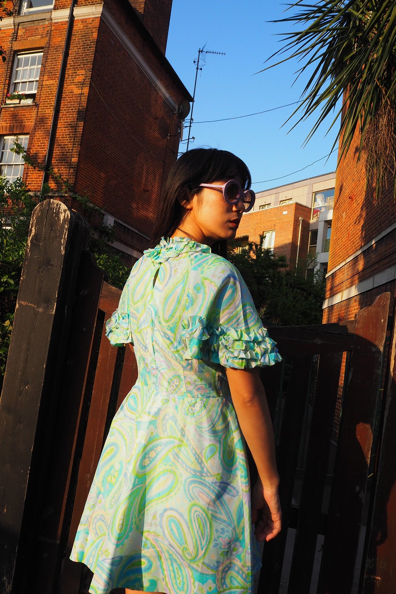 70's Paisley Mini Dress | Pucci Style Vintage Ruffle Dress