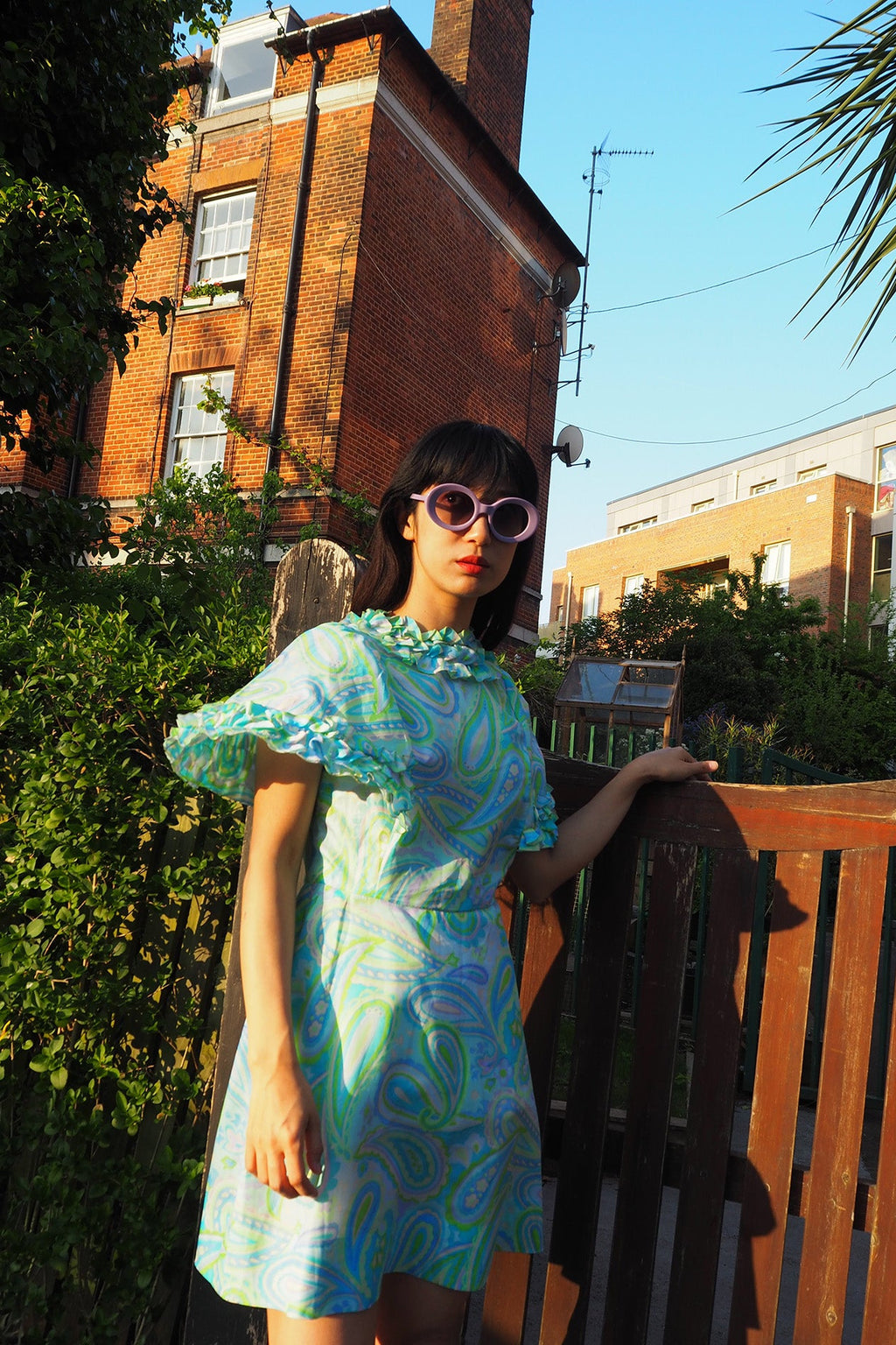 70's Paisley Mini Dress | Pucci Style Vintage Ruffle Dress