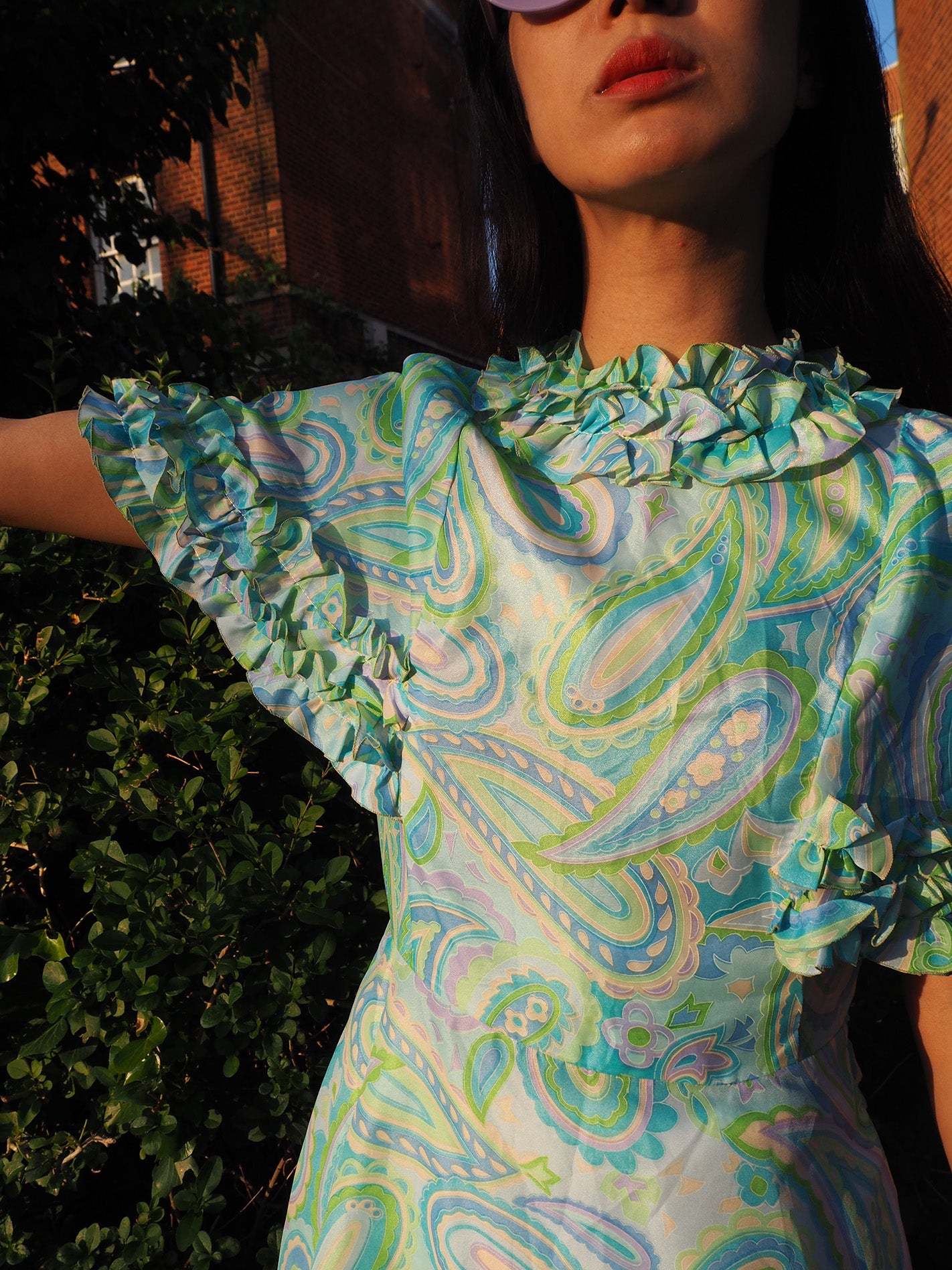 70's Paisley Mini Dress | Pucci Style Vintage Ruffle Dress