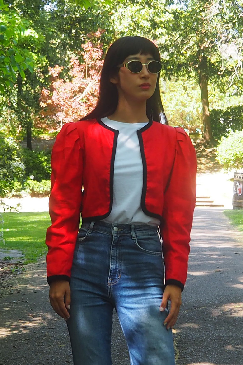 80's Saint Laurent Red Bolero Jacket