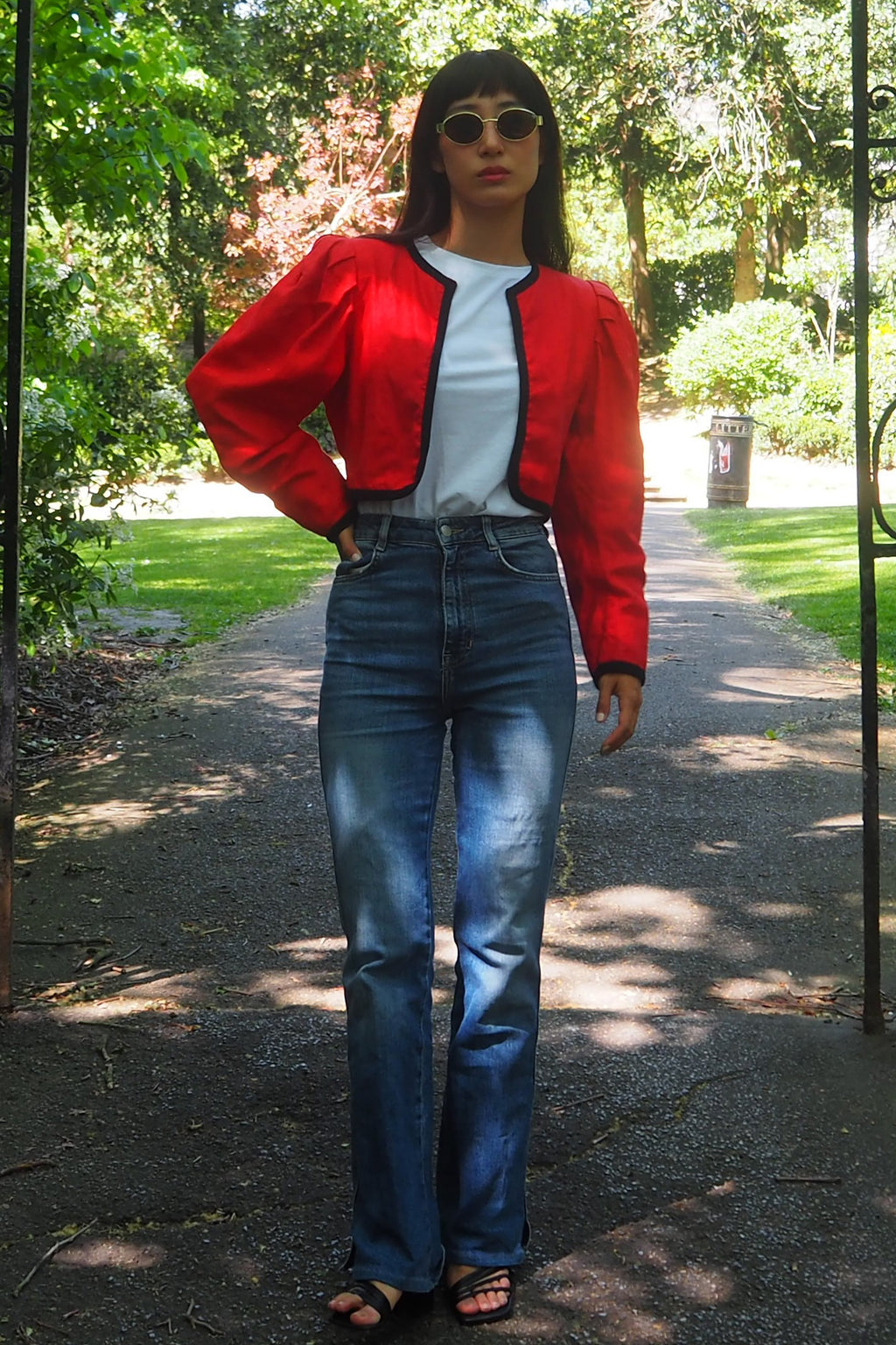 80's Saint Laurent Red Bolero Jacket