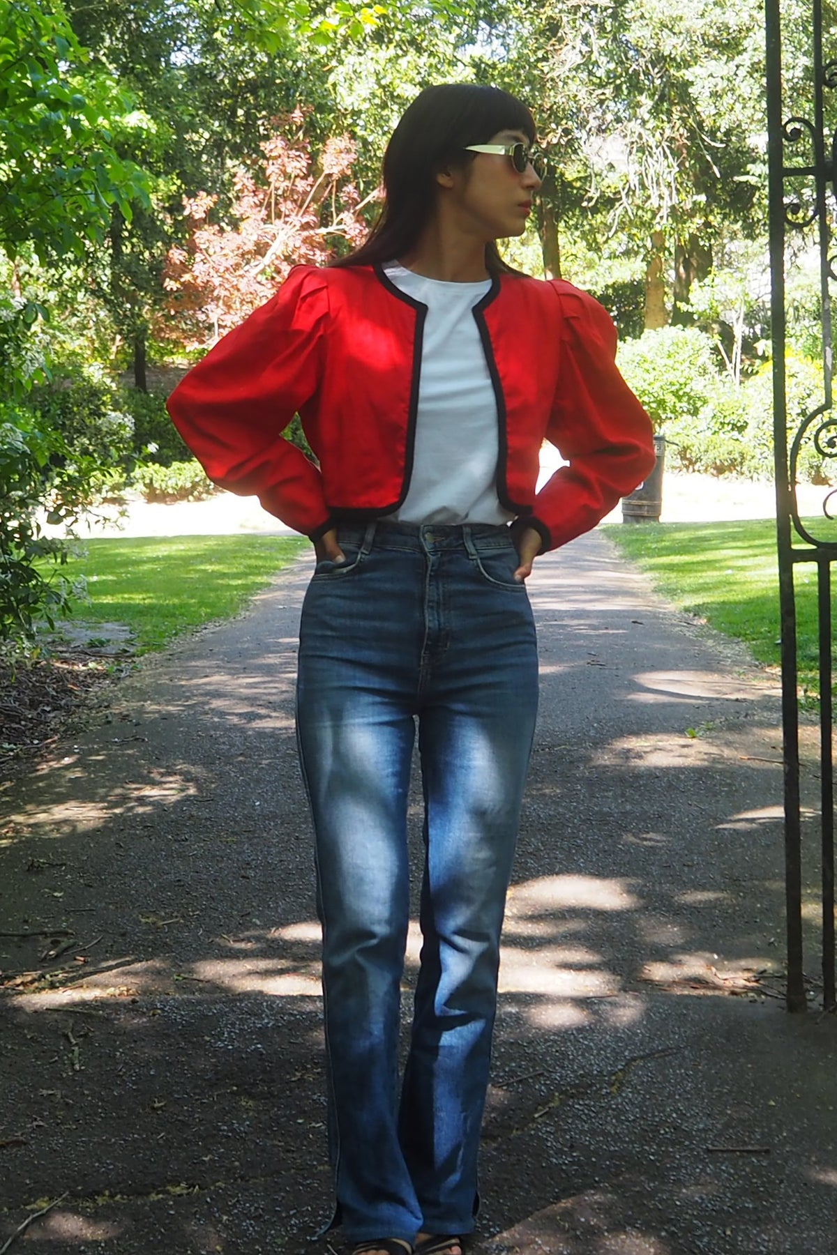 80's Saint Laurent Red Bolero Jacket
