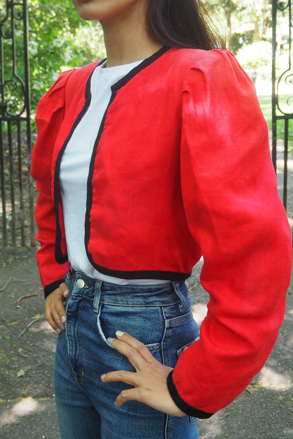 80's Saint Laurent Red Bolero Jacket