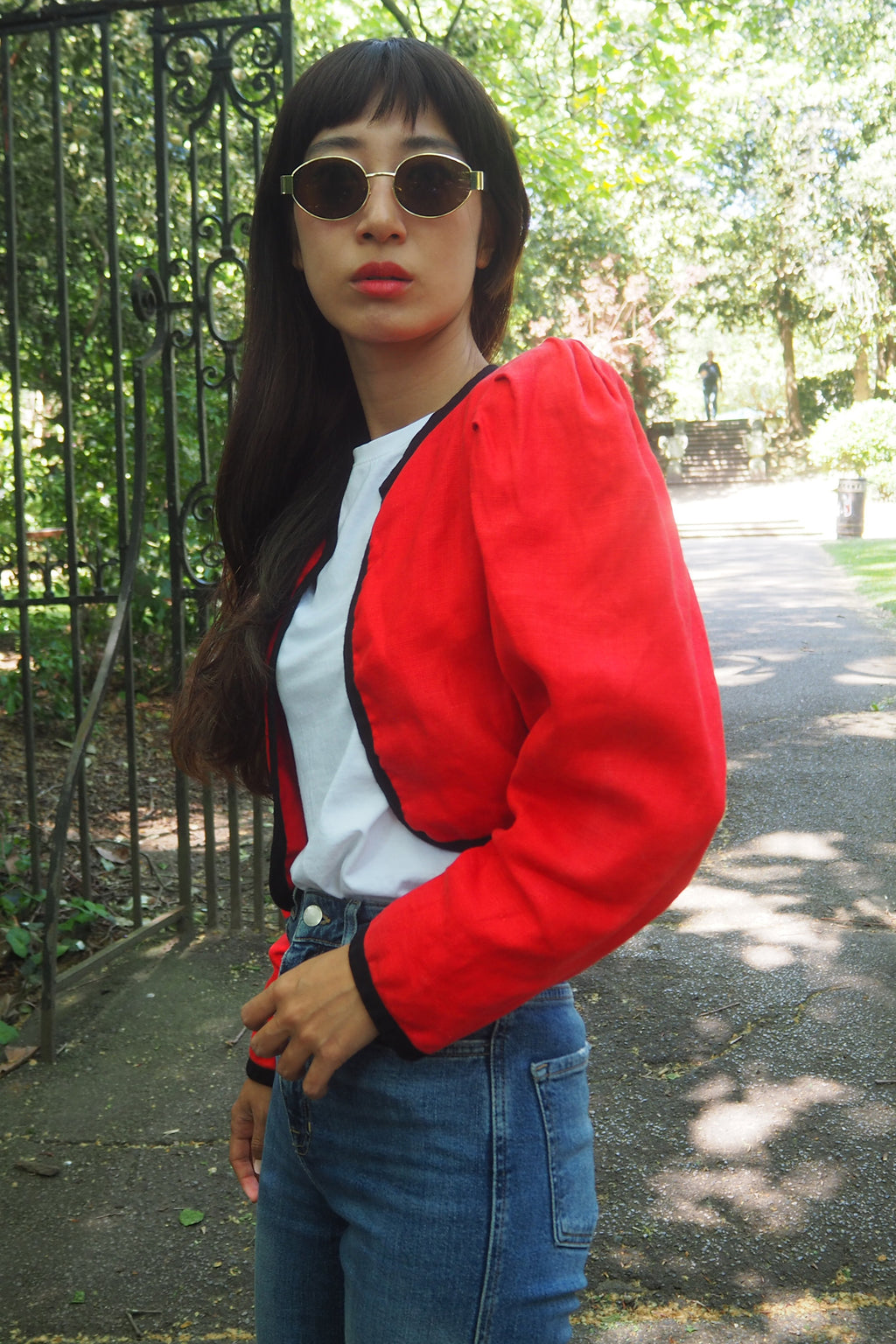 80's Saint Laurent Red Bolero Jacket