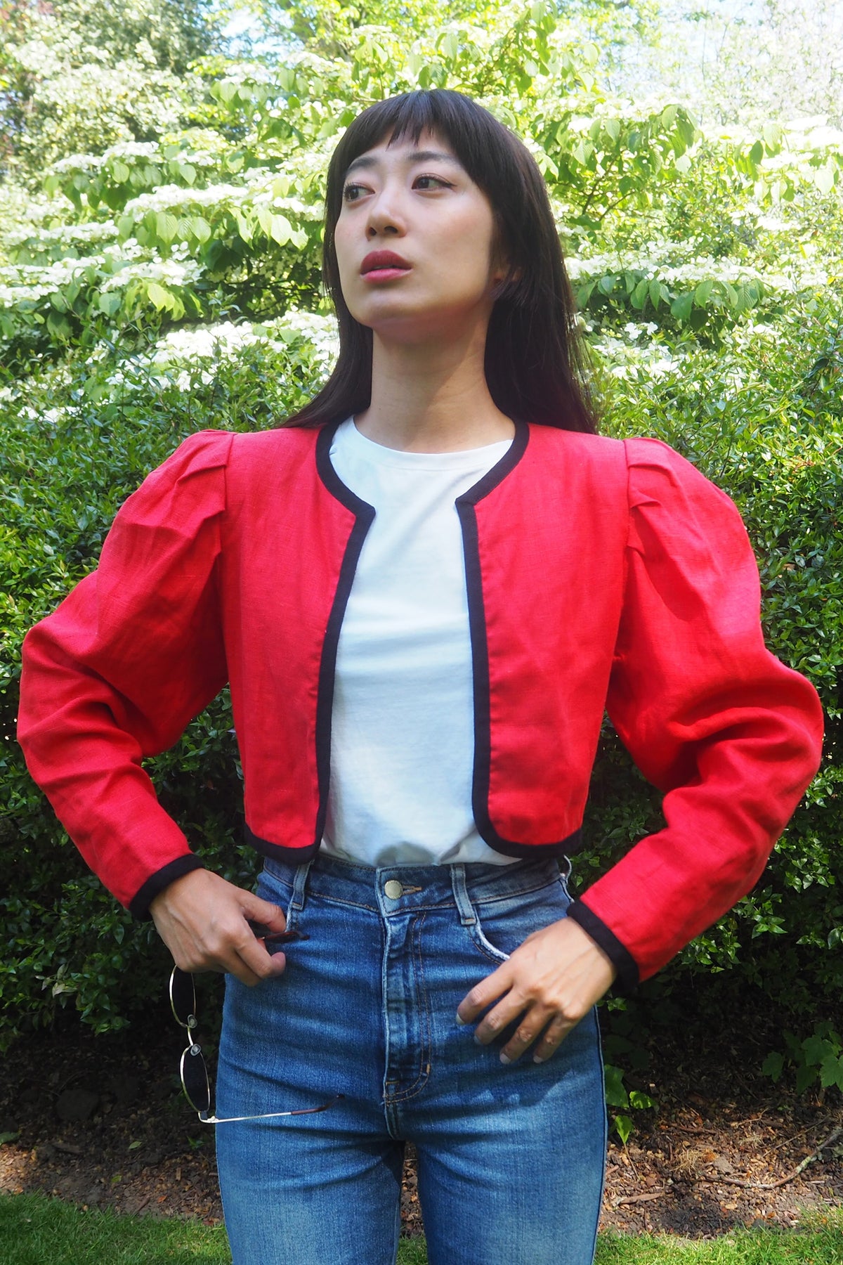80's Saint Laurent Red Bolero Jacket