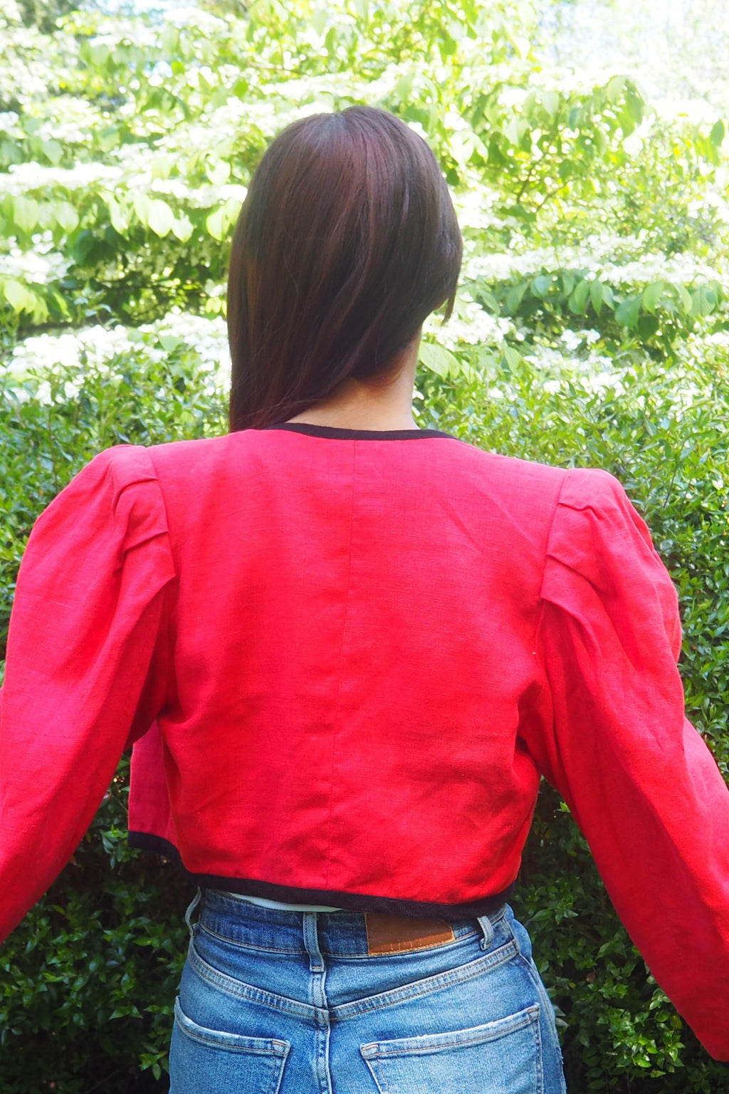 80's Saint Laurent Red Bolero Jacket