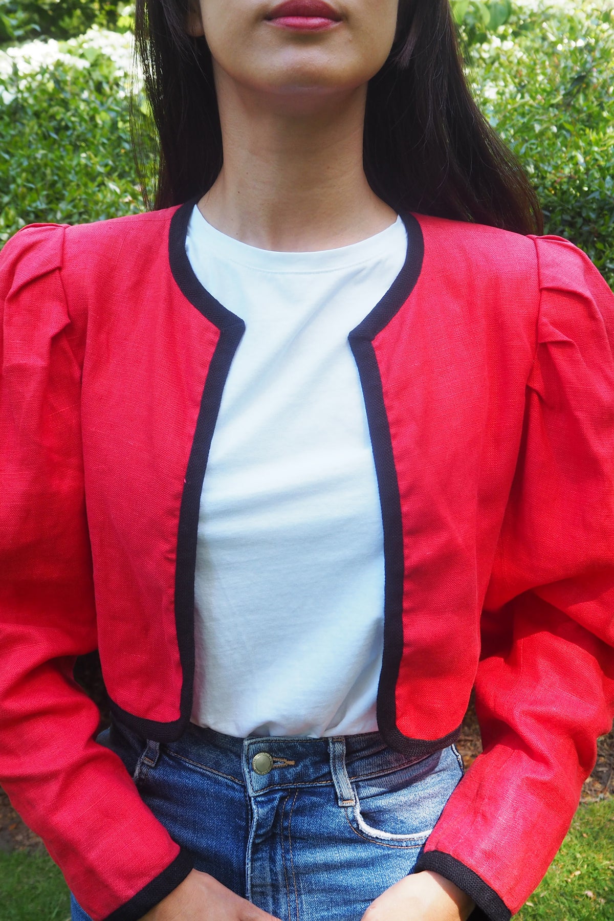 80's Saint Laurent Red Bolero Jacket