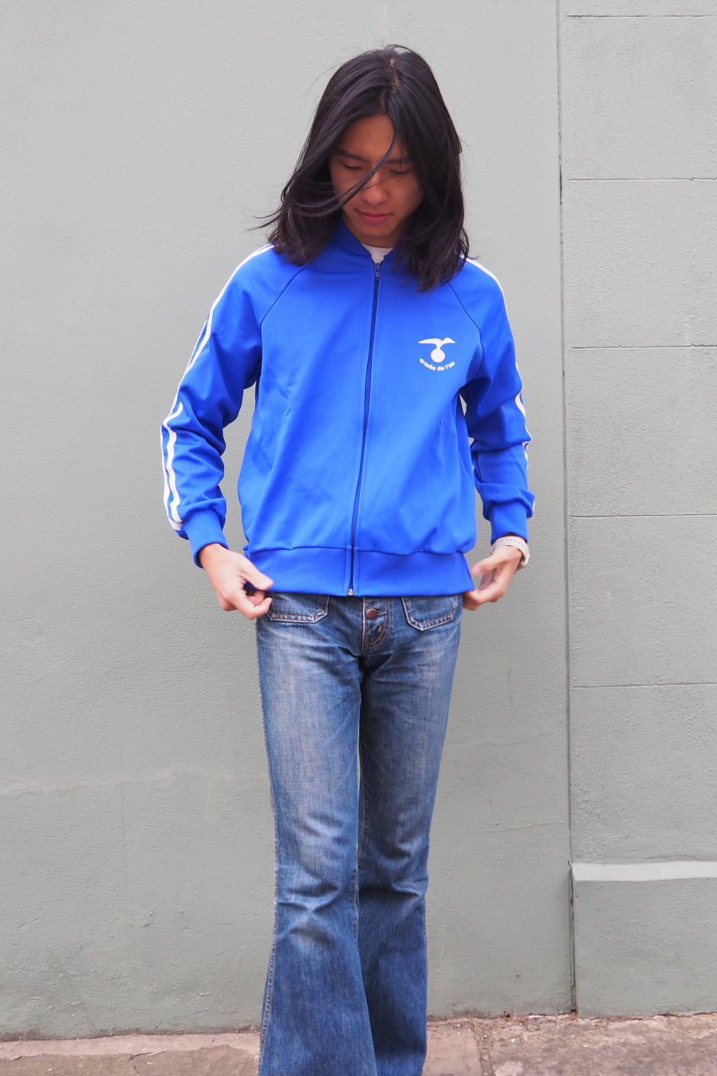 70's French Air Force Jersey Jacket Blue