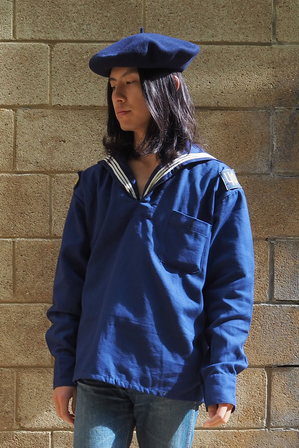 Vintage Bulgarian Navy Sailor Shirt Blue/Navy