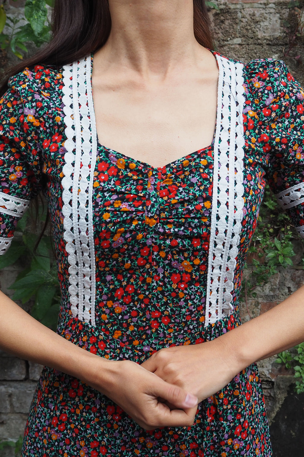 70's Betty Barclay Floral Dress Black/Red/Orange