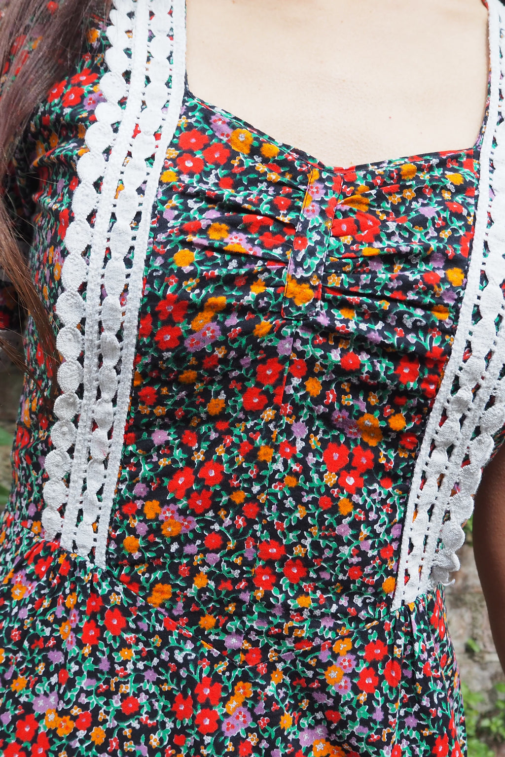 70's Betty Barclay Floral Dress Black/Red/Orange