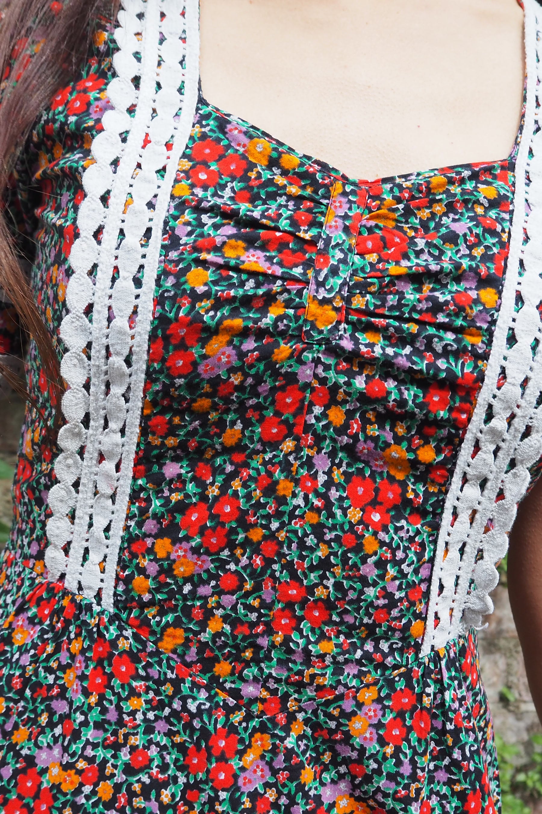 70's Betty Barclay Floral Dress Black/Red/Orange