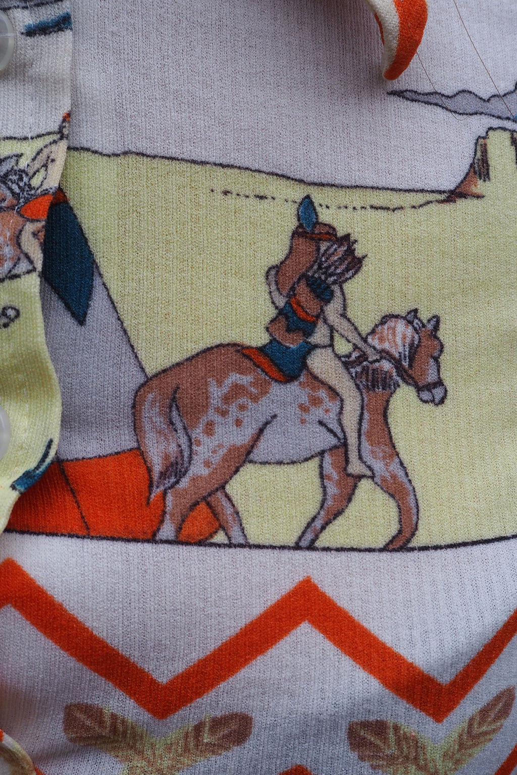 70's C&A Indian Pattern Shirt White/Yellow