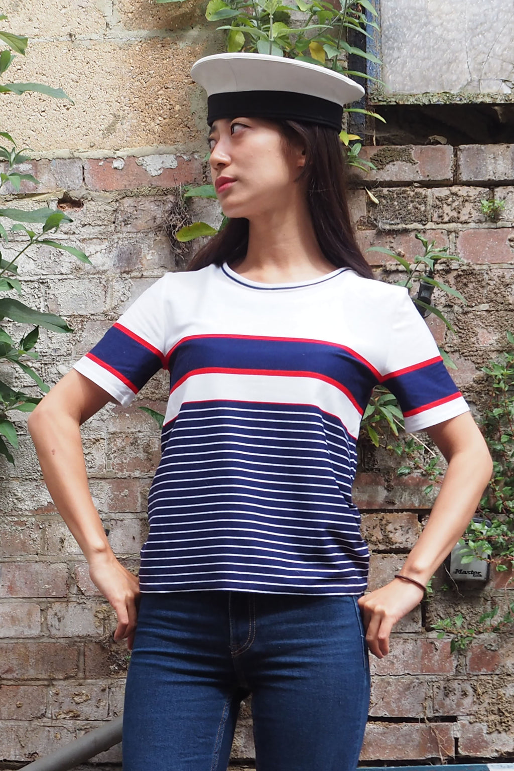 70's St Michael's Cotton T-Shirt White/Navy