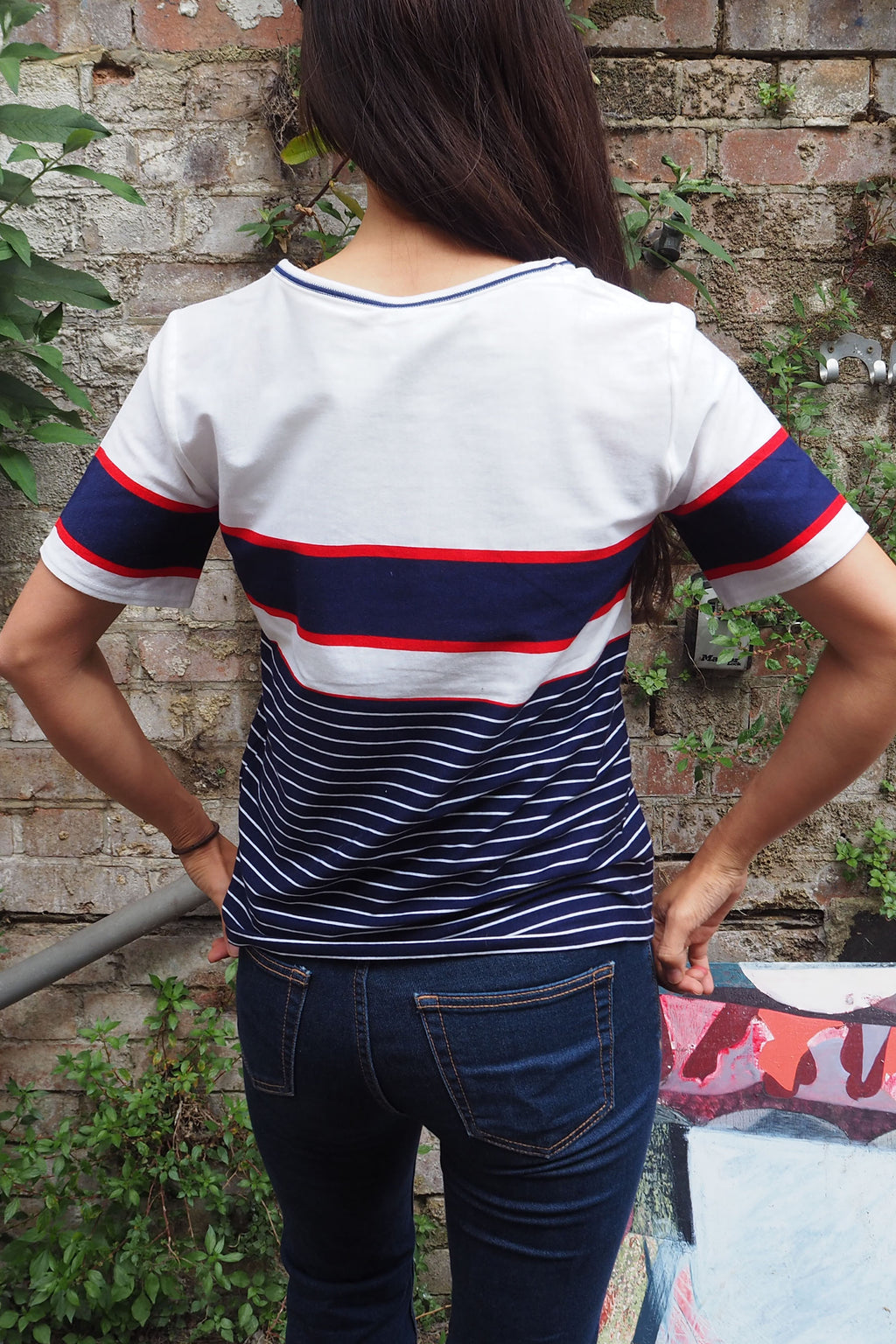 70's St Michael's Cotton T-Shirt White/Navy