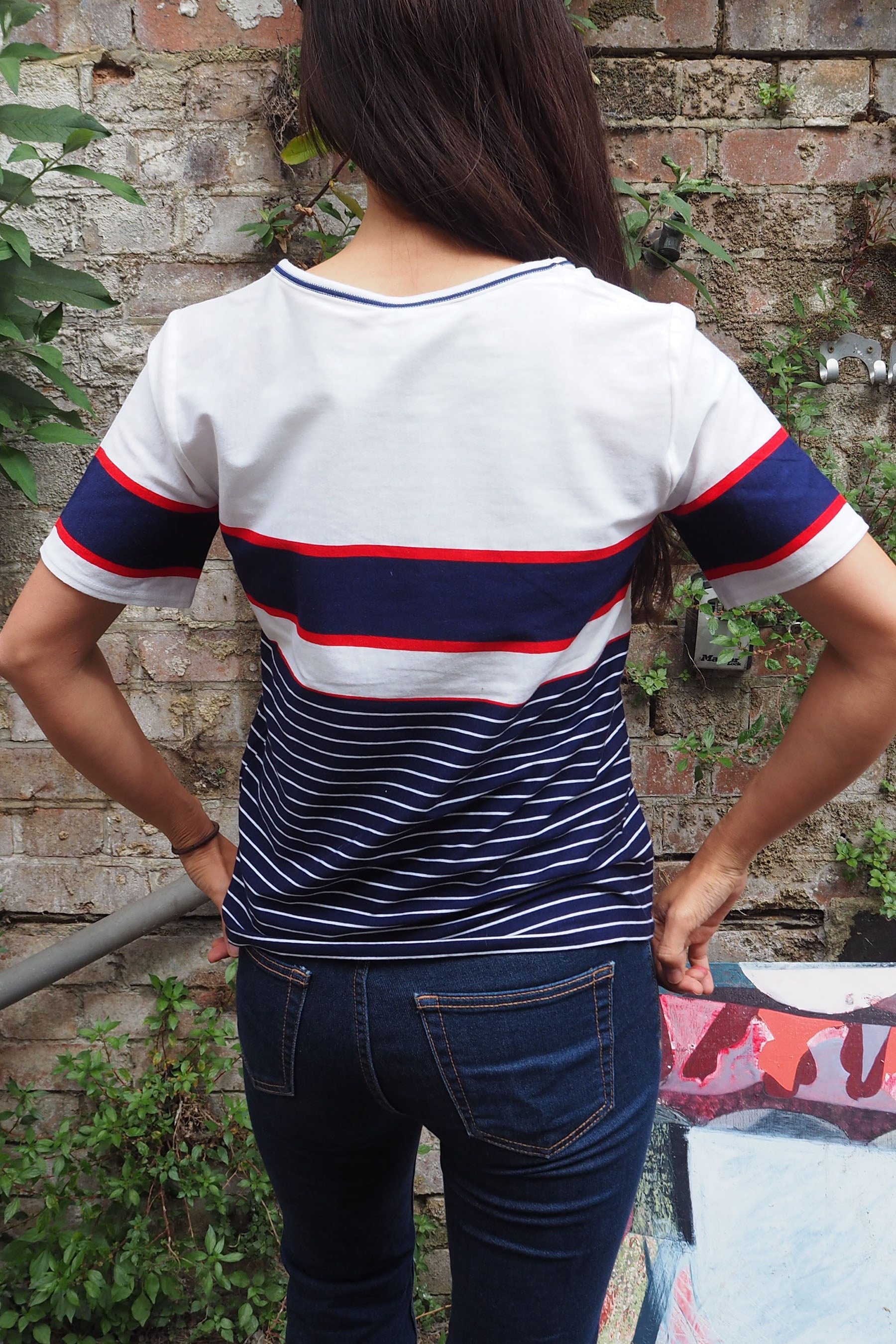 70's St Michael's Cotton T-Shirt White/Navy