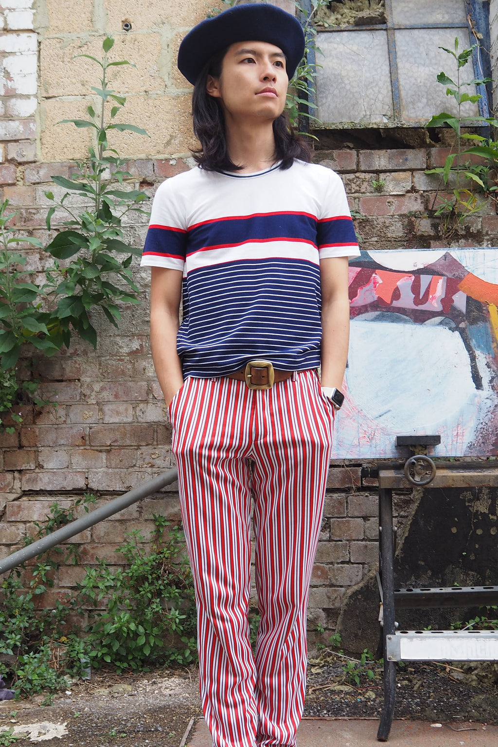 70's St Michael's Cotton T-Shirt White/Navy