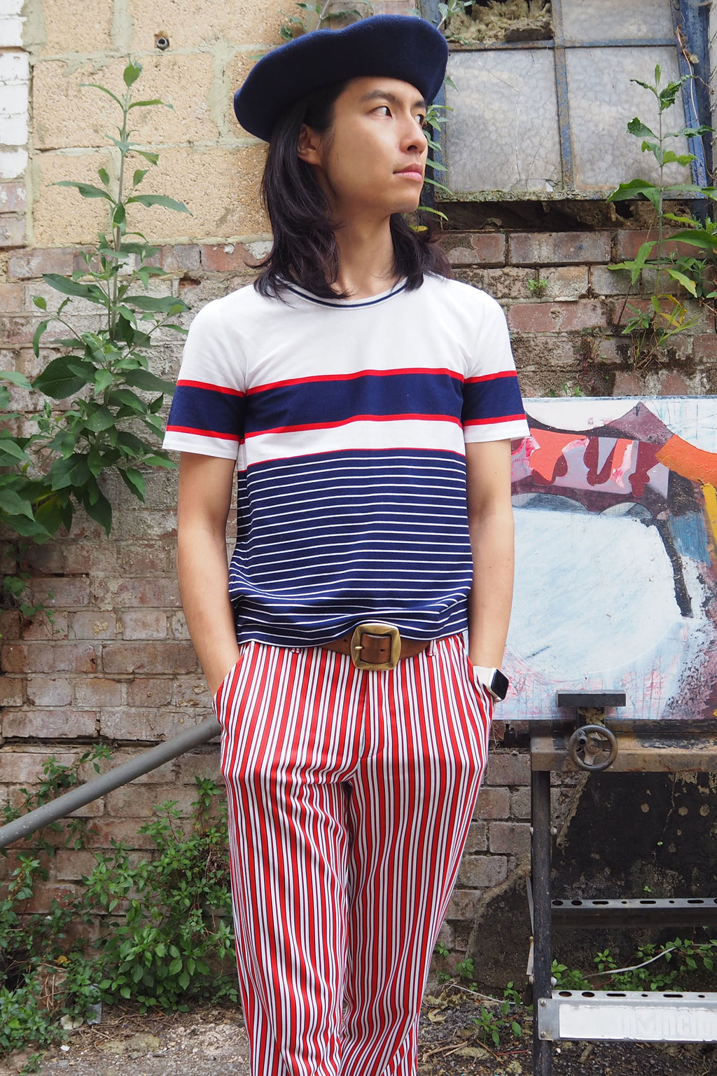 70's St Michael's Cotton T-Shirt White/Navy