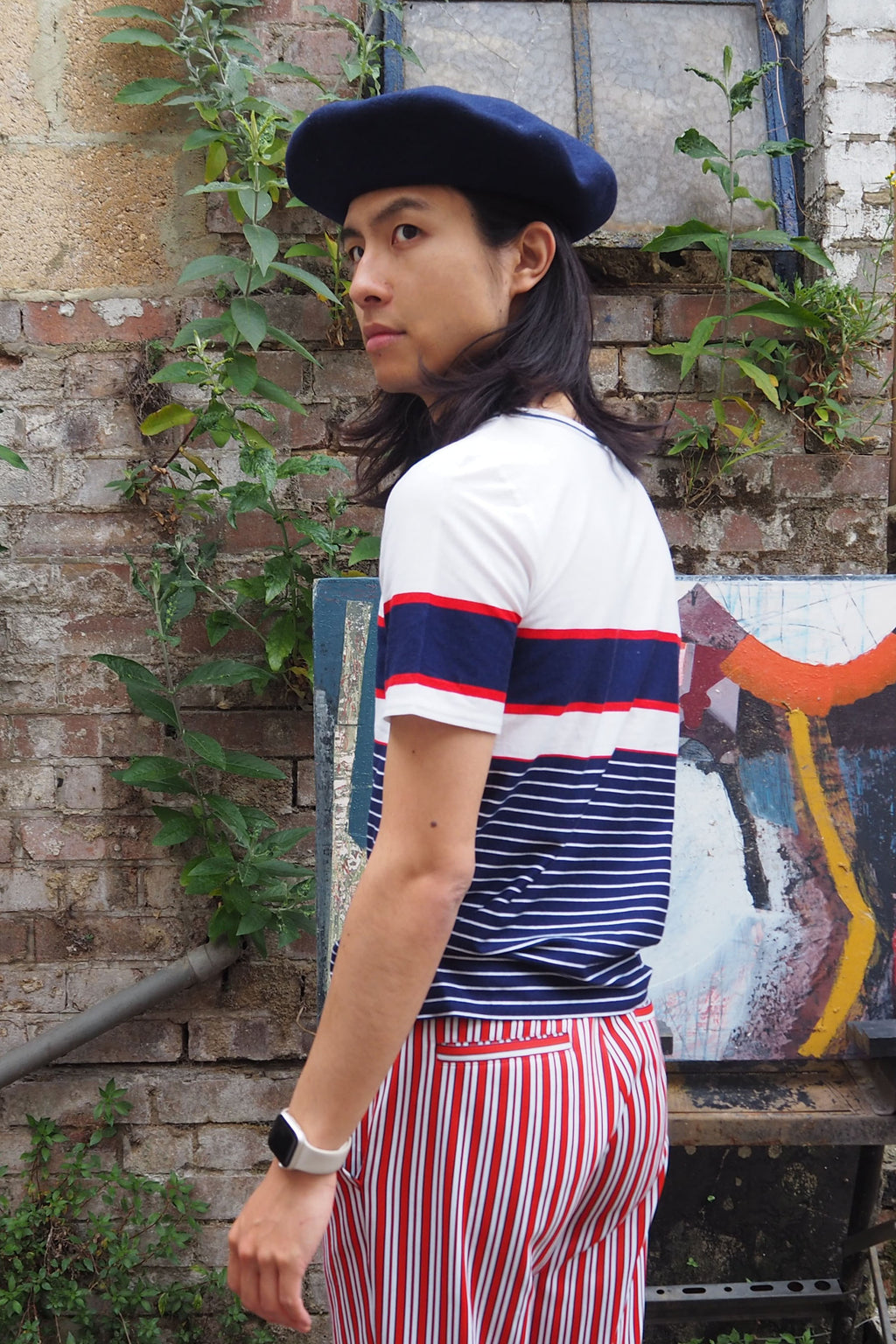 70's St Michael's Cotton T-Shirt White/Navy
