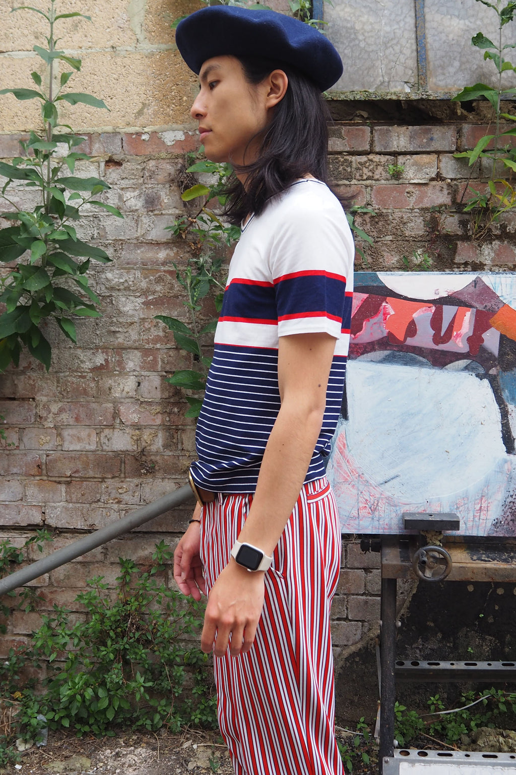 70's St Michael's Cotton T-Shirt White/Navy