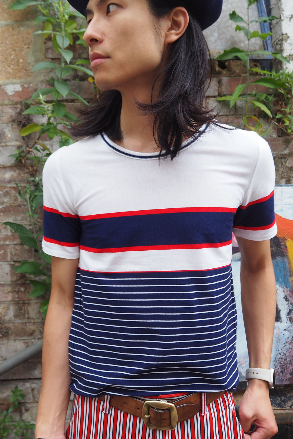 70's St Michael's Cotton T-Shirt White/Navy