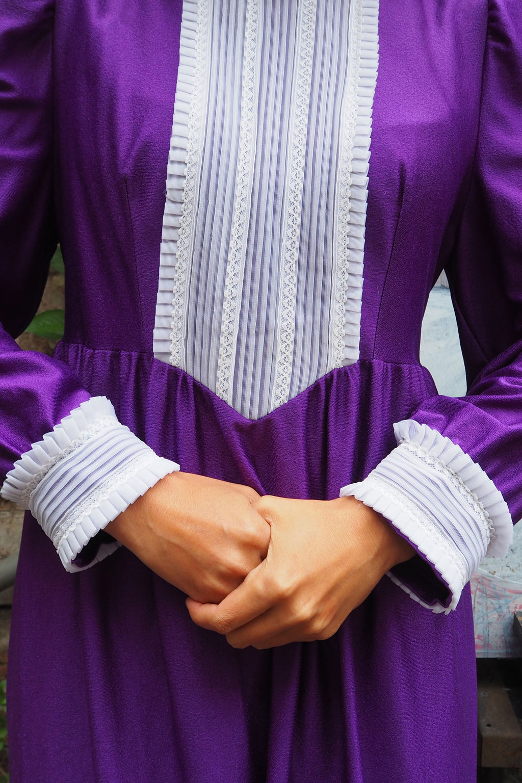 70's Tattershall Velvet Lace Dress Purple