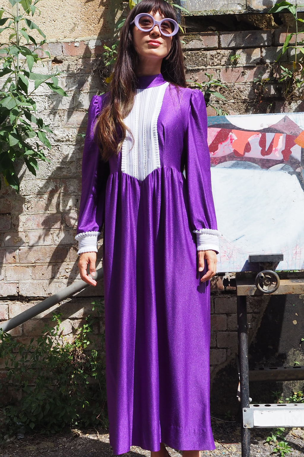 70's Tattershall Velvet Lace Dress Purple