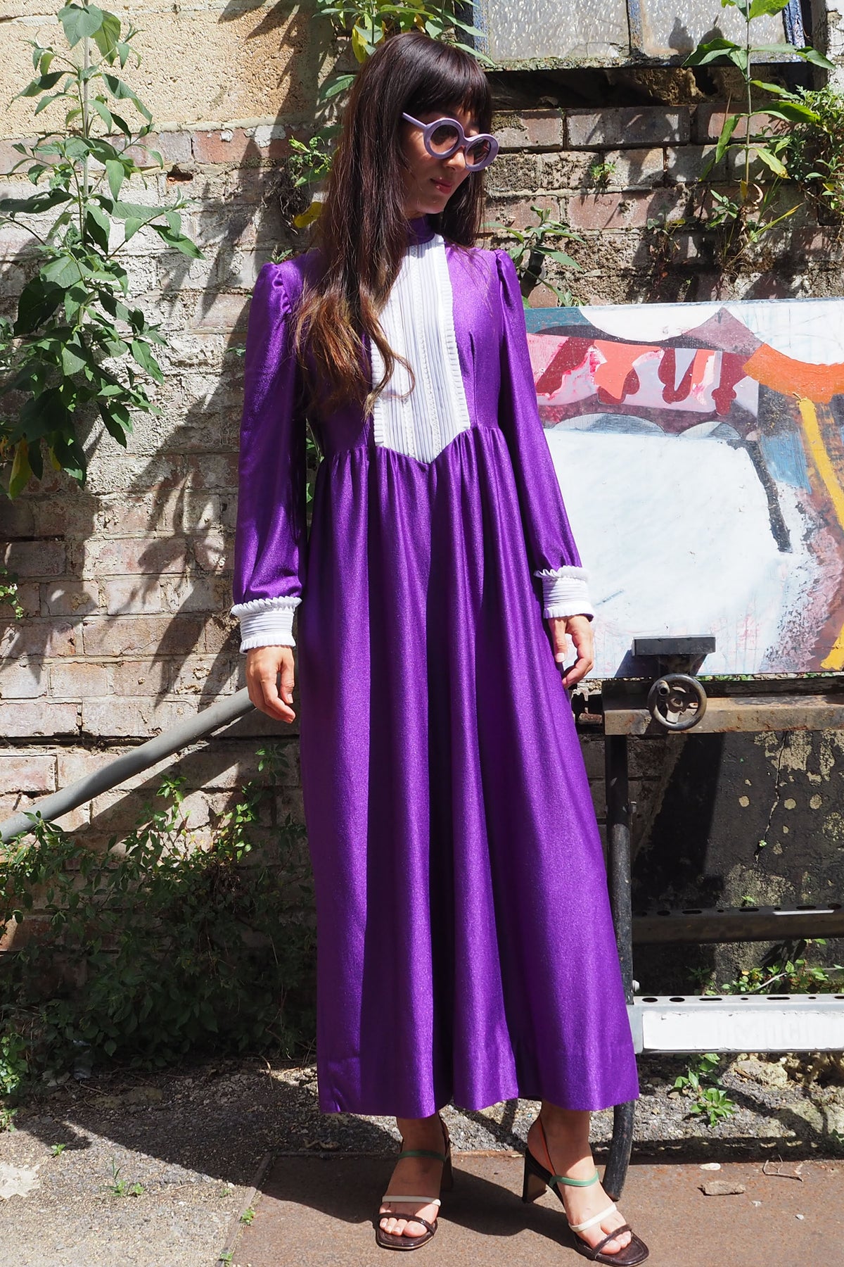 70's Tattershall Velvet Lace Dress Purple